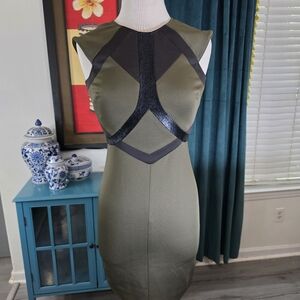 Gianni Bini Green and Black Cut Out Mini Dress